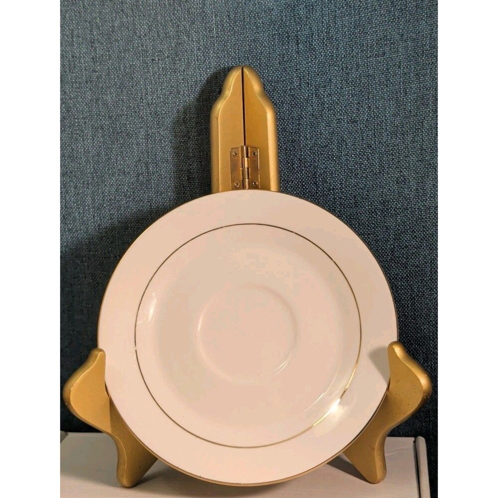 Home Essentials China Saucer Plate White with Gold Rim Individual Replacement